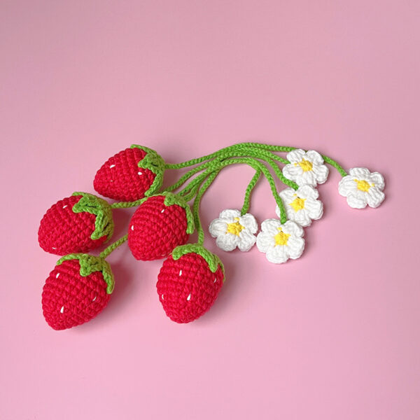 Wool Crochet Woven Strawberry Pendant - Image 4