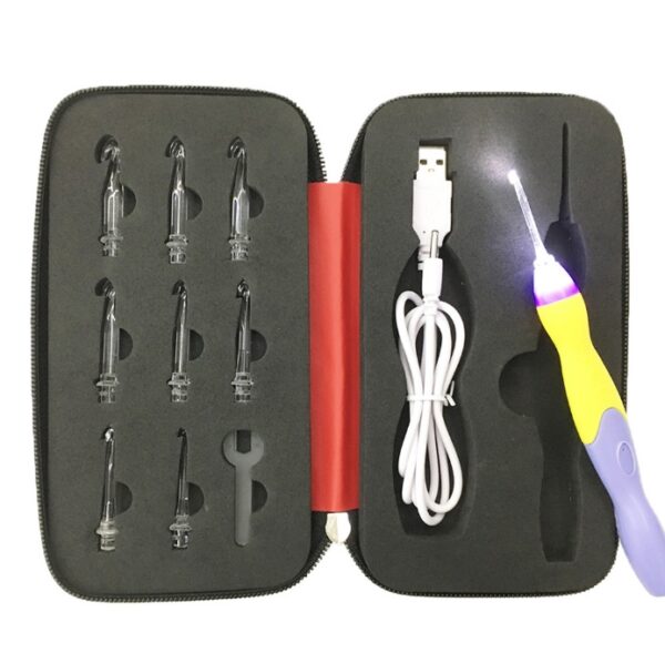 Rechargeable Light Crochet Hook With Interchangeable Head Knitting Needle Set - Image 2