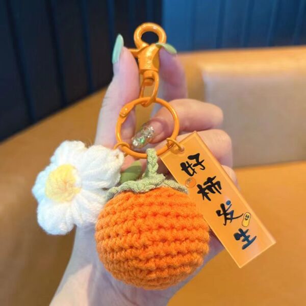 Woven Finished Lucky Persimmon Keychain Pendant - Image 9