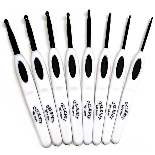 Knitting Tools Sweater Needle ABS White Handle Black Aluminum Crochet Hook - Image 2