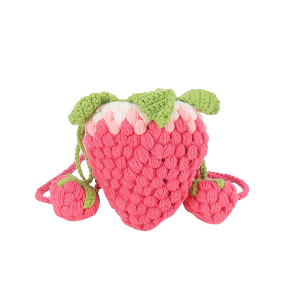 Wool Crochet Gradient Strawberry Shape Bag Knitting - Image 2