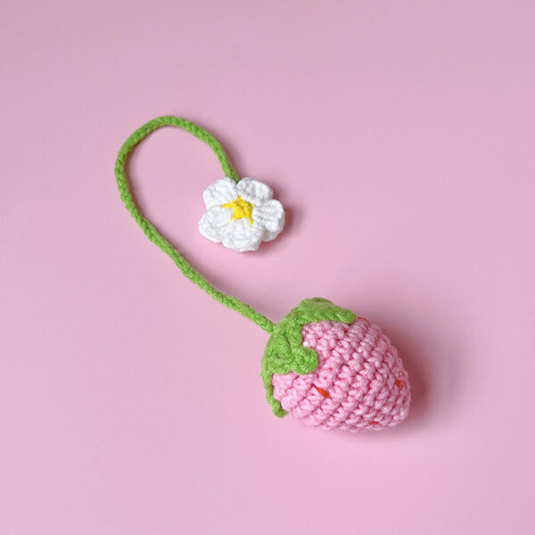 Wool Crochet Woven Strawberry Pendant - Image 3