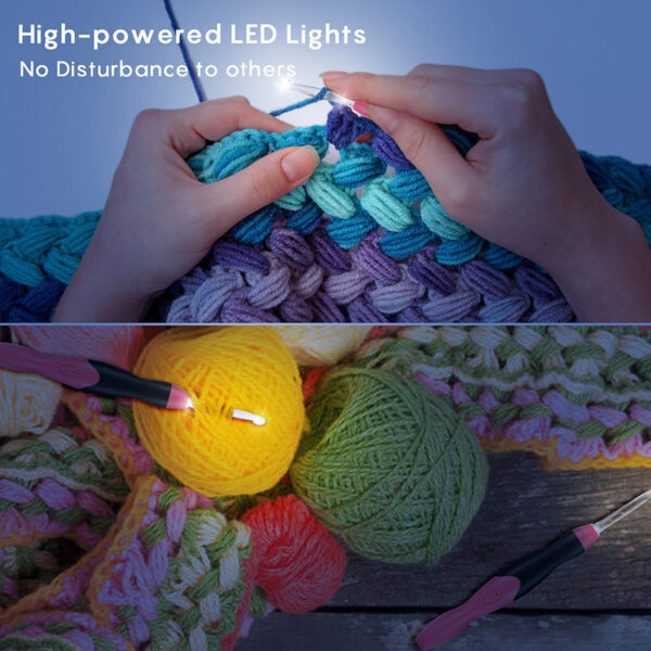 Rechargeable Light Crochet Hook With Interchangeable Head Knitting Needle Set - Image 4