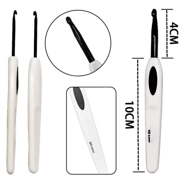 Knitting Tools Sweater Needle ABS White Handle Black Aluminum Crochet Hook - Image 3