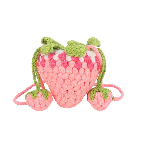 Wool Crochet Gradient Strawberry Shape Bag Knitting - Image 3