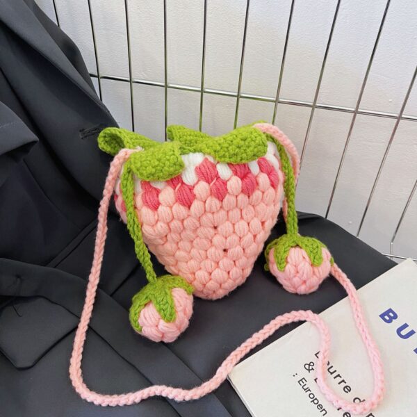 Wool Crochet Gradient Strawberry Shape Bag Knitting - Image 5