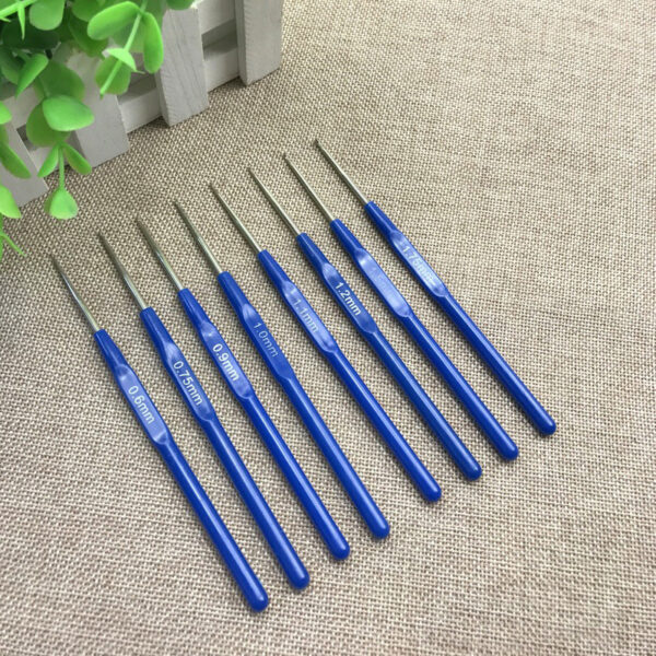 Knitting Tool Set Blue Plastic Handle Crochet