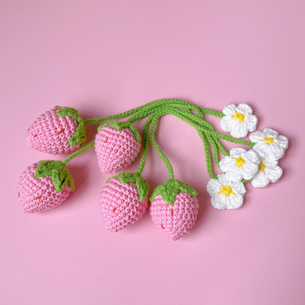 Wool Crochet Woven Strawberry Pendant