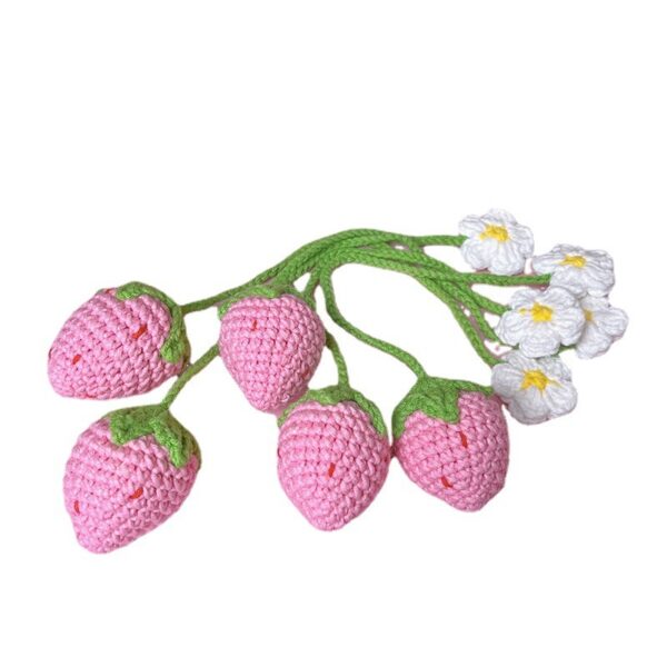 Wool Crochet Woven Strawberry Pendant - Image 2