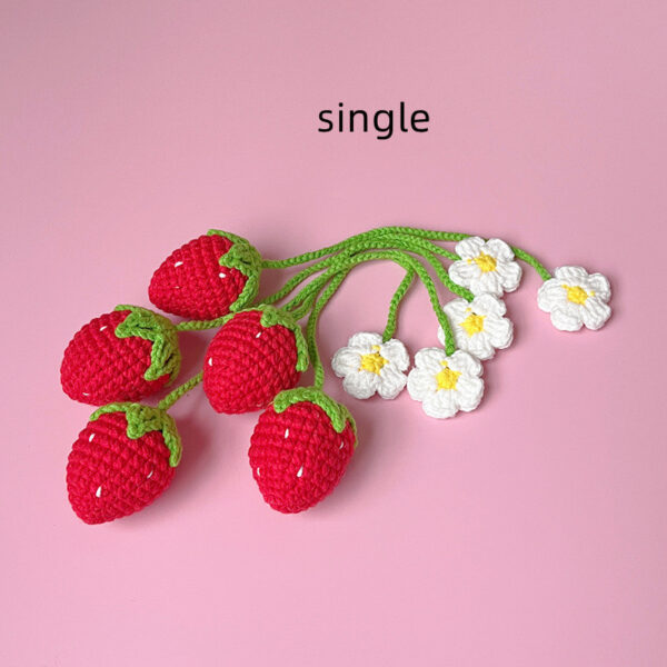 Wool Crochet Woven Strawberry Pendant - Image 6